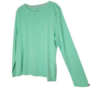 Talbots Tee Shirt Womens Size XL Mint Green 100% Pima Cotton L/S Crew Neck